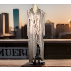 Claudio Milano Italy Silk Blend Sheer Longline Jacket Coat S/M Boho Resort Chic